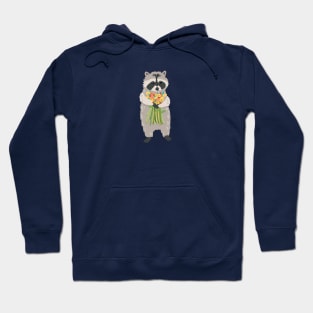 Raccoon with Flowers Hoodie